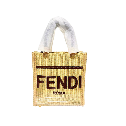 Pre-Owned Fendi Women's Mini Sunshine Straw Shopper Bag (Model 8BS051) N11515625