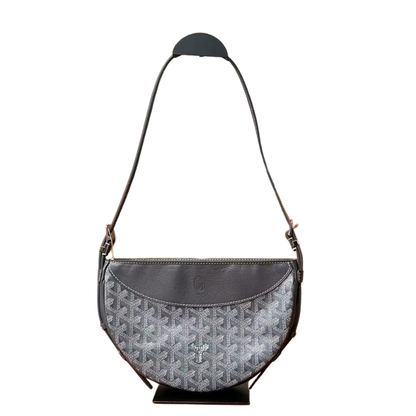 Pre-Owned Goyard Hirondelle PM bag features a distinctive crescent or half-moon silhouette SZ3052607214340