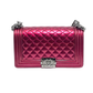 Pre-Owned CHANEL Le Boy Medium Shoulder Bag in fuchsia patent leathe SZ3022606305440