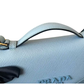 Pre-Owned Prada Monochrome Saffiano and Leather Bag (specifically the 2022 mini/small envelope shoulder bag version in a light blue or "Celeste" colorway)