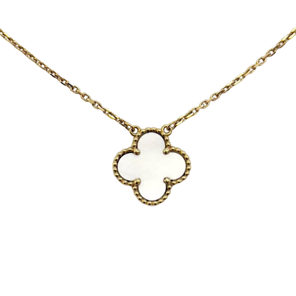 Pre-Owned Van Cleef & Arpels Vintage Alhambra Pendant Necklace in 18K Yellow Gold with a White Mother-of-Pearl inlay SZ3022607275338