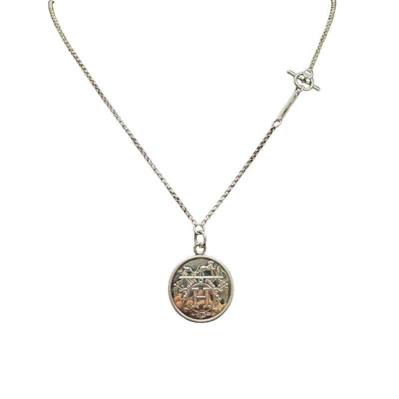 Pre-Owned Hermès Ex-Libris Pendant Necklace Size Large SZ81373