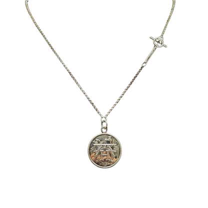 Pre-Owned Hermès Ex-Libris Pendant Necklace Size Large SZ81373