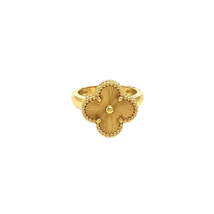 Pre—Owned Van Cleef & Arpels Vintage Alhambra Guilloché Ring in 18K Yellow Gold SZ3102607214323