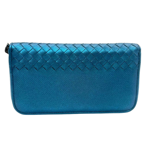 Pre-Owned Bottega Veneta Intrecciato woven full-zip long wallet N23373672