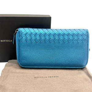 Pre-Owned Bottega Veneta Intrecciato woven full-zip long wallet N23373672