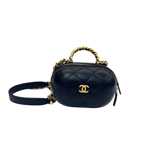 Pre-Owned Chanel CC Bubble Top Handle Vanity Case with Chain N23839403