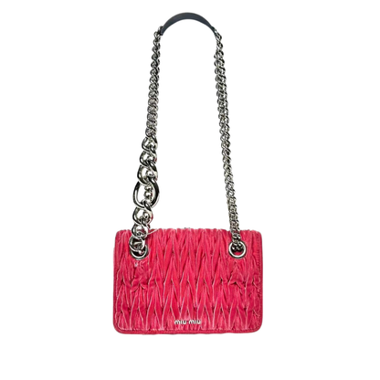 Pre-Owned Miu Miu Miu Club Matelassé Velvet Shoulder Bag in Sakura Pink N18419333