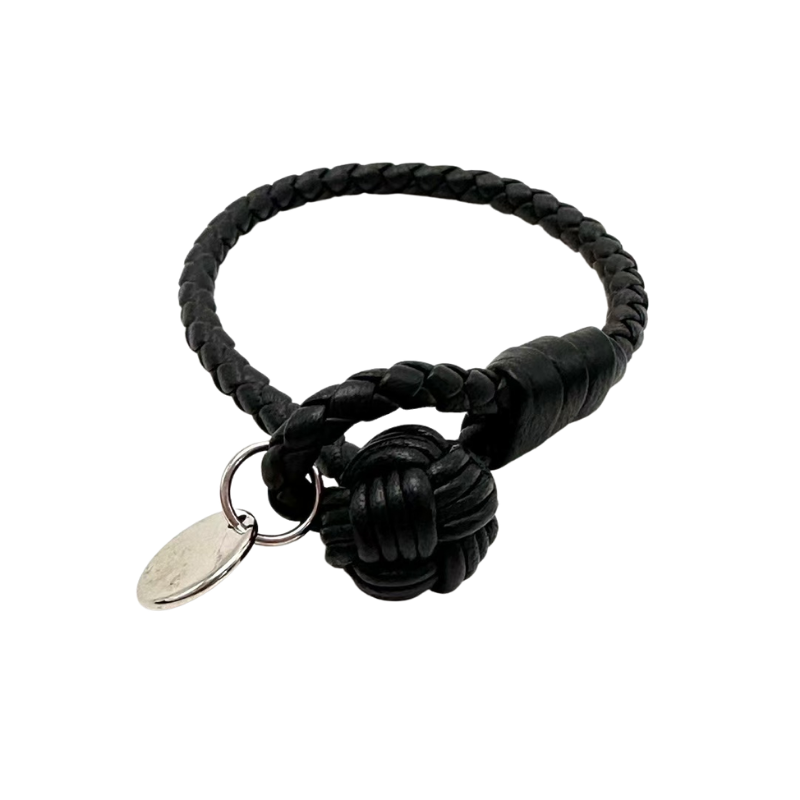 Pre-Owned  Bottega Veneta Black Intrecciato Nappa Leather Bracelet SZ3032603213773