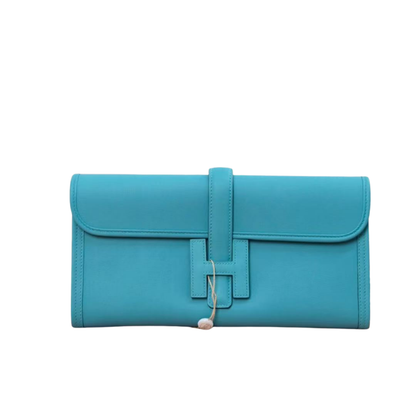 Pre-Owned HERMÈS Jige Elan 29 Clutch in Macaron Blue (officially known as Bleu Atoll) SZ3102607275310