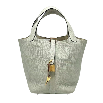 Pre-Owned  Hermès Picotin 18 Handbag in Gris Glacé with Gold Hardware SZ3072607133061