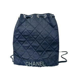 Pre-Owned Chanel Quilted Satin and Suede Drawstring Backpack N21459284