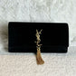 Pre-Owned YSL (Saint Laurent) Black Suede Tassel Clutch