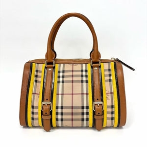 Pre-Owned Burberry Equestrian Knight Check Boston Pillow Handbag Year 2014