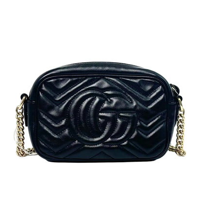 Pre-Owned Gucci Black &amp; Gold Camera Bag Year 2019