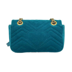 Pre-Owned Gucci GG Marmont Mini Matelassé Velvet Shoulder Bag N21808998