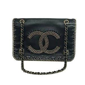 Pre-Owned Chanel Black Chain-Embroidered Bag Year 2011