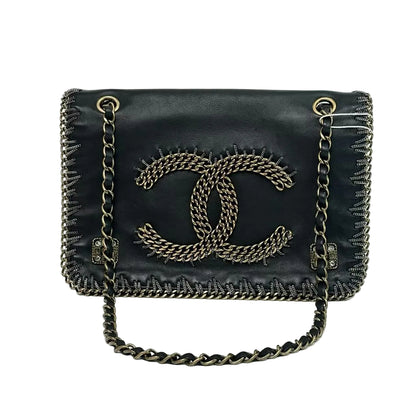 Pre-Owned Chanel Black Chain-Embroidered Bag Year 2011