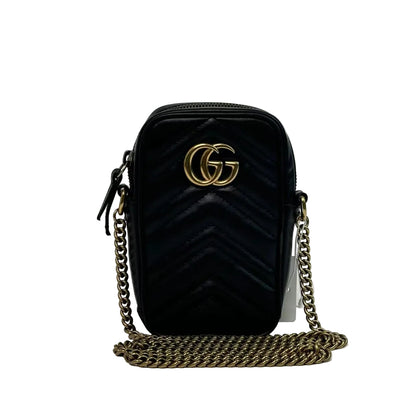 Pre-Owned Gucci Black Chain Phone Bag Year 2018