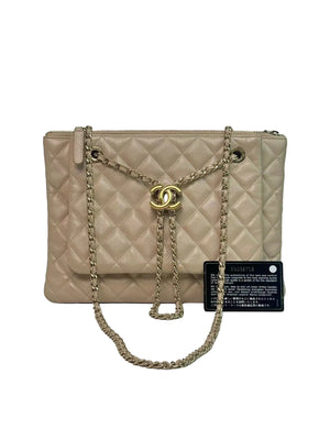 Pre-Owned CHANEL Lambskin Envelope Bag in "Milk Tea" Beige Year 2019 N22326394