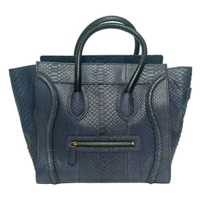 Pre-Owned CELINE Navy Blue S nakeskin "Luggage" Bag N22292776