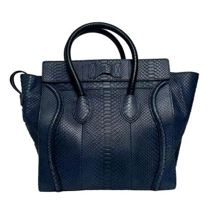 Pre-Owned CELINE Navy Blue S nakeskin "Luggage" Bag