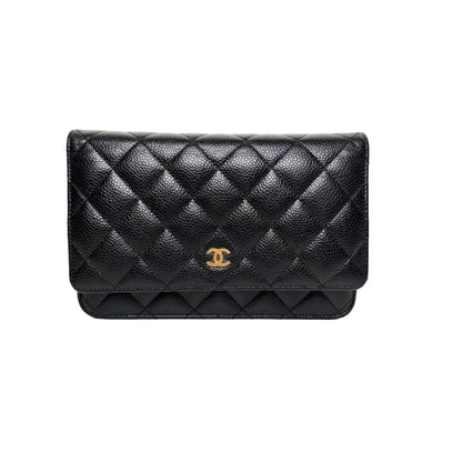 Pre-Owned Chanel WOC — Black Grained Calfskin