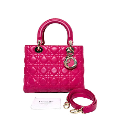 Pre-Owned Dior Lady Dior 5-Grid Bag — Rose Pink Lambskin