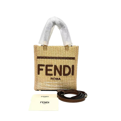 Pre-Owned Fendi Women's Mini Sunshine Straw Shoulder Bag