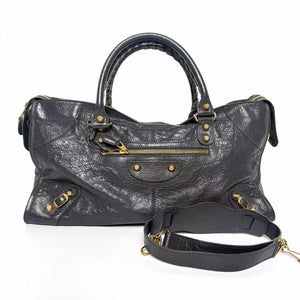 Pre-Owned Balenciaga Giant 12 City bag in Black Lambskin with Gold Hardware