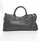 Pre-Owned Balenciaga Large "Motorcycle" Bag in Grey with Gold Studs