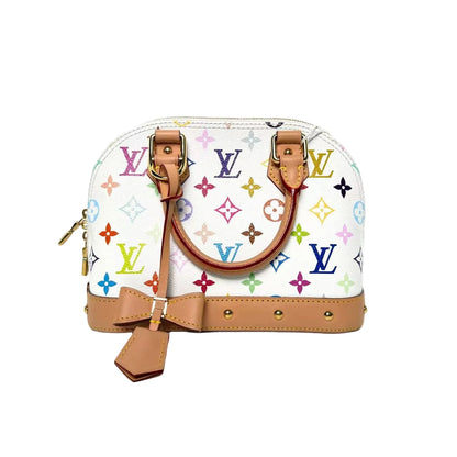 Pre-Owned LV White Tricolor Alma Shell Bag