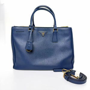 Pre-Owned Prada 9-inch cross-grain calfskin blue "killer" handbag/crossbody bag