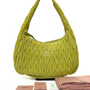 Pre-Owned Miu Miu Wander Matelassé Suede Hobo Bag N22319364