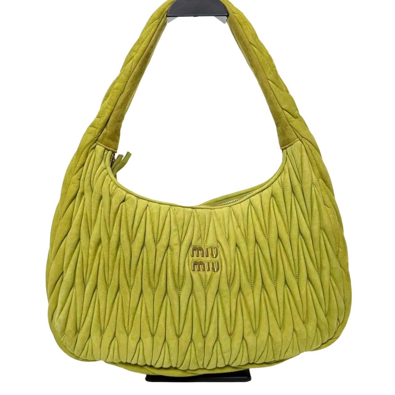 Pre-Owned Miu Miu Wander Matelassé Suede Hobo Bag N22319364