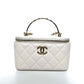 Pre-Owned Chanel pebbled leather chip-print platinum lunchbox bag