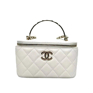 Pre-Owned Chanel White Top Handle Vanity on Chain N19242122