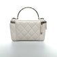 Pre-Owned Chanel pebbled leather chip-print platinum lunchbox bag