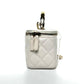 Pre-Owned Chanel pebbled leather chip-print platinum lunchbox bag