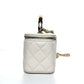 Pre-Owned Chanel pebbled leather chip-print platinum lunchbox bag