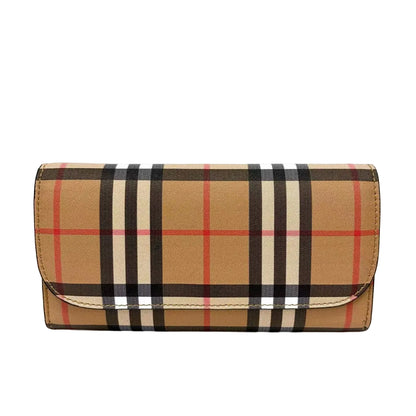 Pre-Owned Burberry Classic Vintage Check Long Flap Wallet