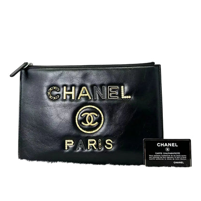 Pre-Owned Chanel Paris Collection Large Zip Clutch N21419870
