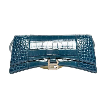 Pre-Owned Balenciaga Crocodile-Embossed Bag Color Blue wwl20759273