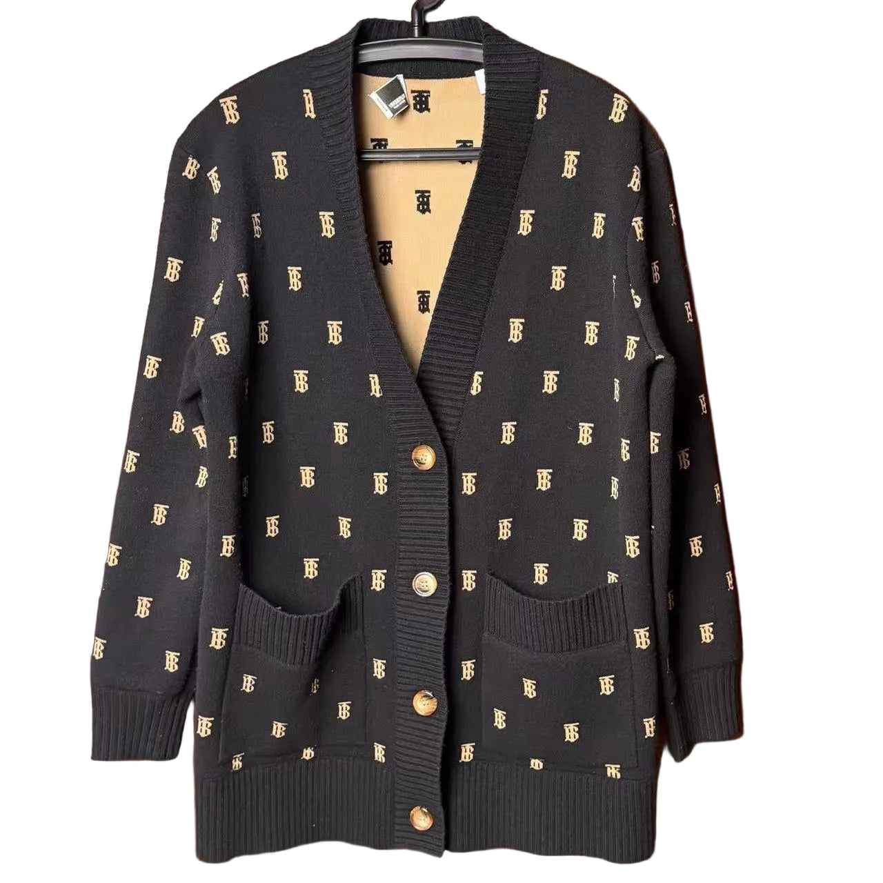 Pre-Owned Burberry Black Logo Cardigan
