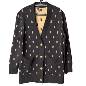 Pre-Owned Burberry Black Logo Cardigan
