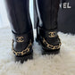 Pre-Owned Chanel New Chain-Detail Biker Boots