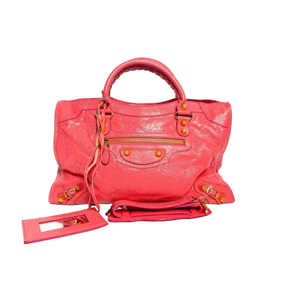 Pre-Owned Balenciaga Pink Motorcycle Bag Year 2013 20481238