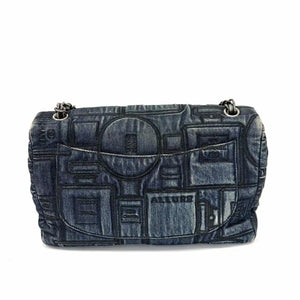 Pre-Owned Chanel embroidered denim perfume bottle flap bag N22495803