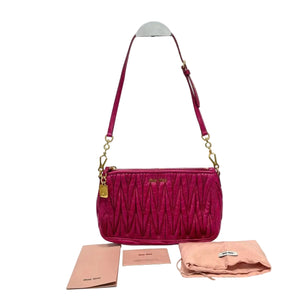 Pre-Owned Miu Miu Pink matelassé Crossbody Camera Bag N22531471