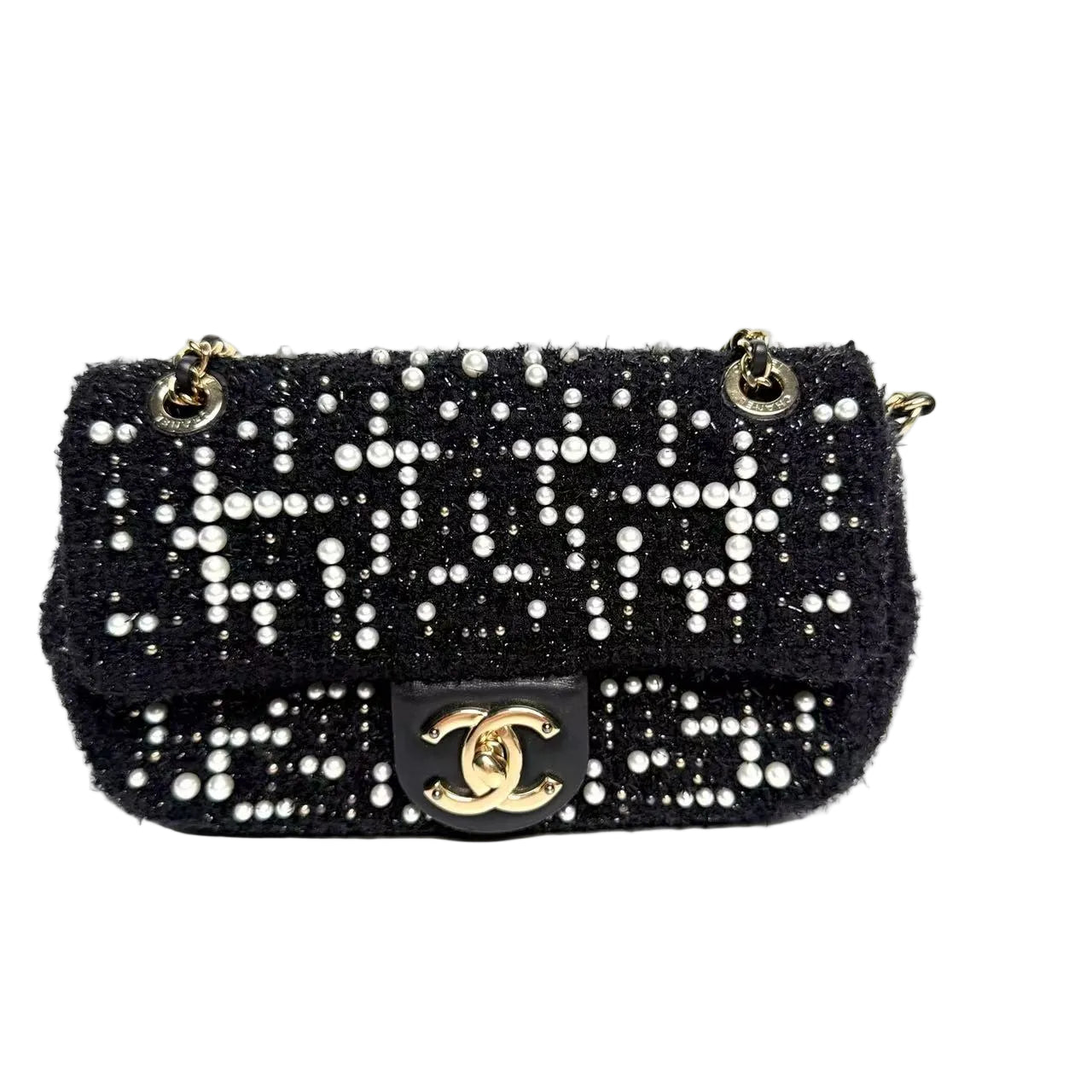 Pre-Owned Chanel Tweed Cosmos Pearl Mini Flap Bag WWL4099